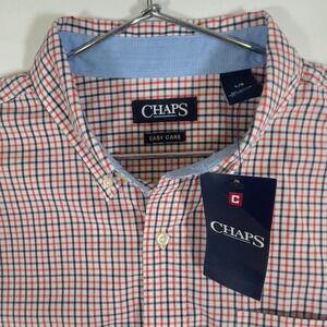 NWT Chaps Mens Button Down Shirt L/G Easy Care Picnic Blanket Plaid Casual‎ Red